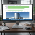 Project management Gantt chart dashboard showing all tank project phases with progress indicators