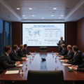 Corporate presentation showing fleet tank program with facility map, specs grid, and volume discount table